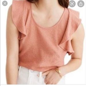 Madewell Texture and Thread Ruffled Sleeve Top, S